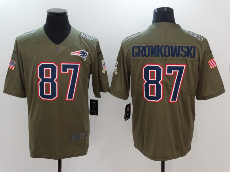 Men New England Patriots #87 Gronkowski Nike Olive Salute To Service Limited NFL Jerseys